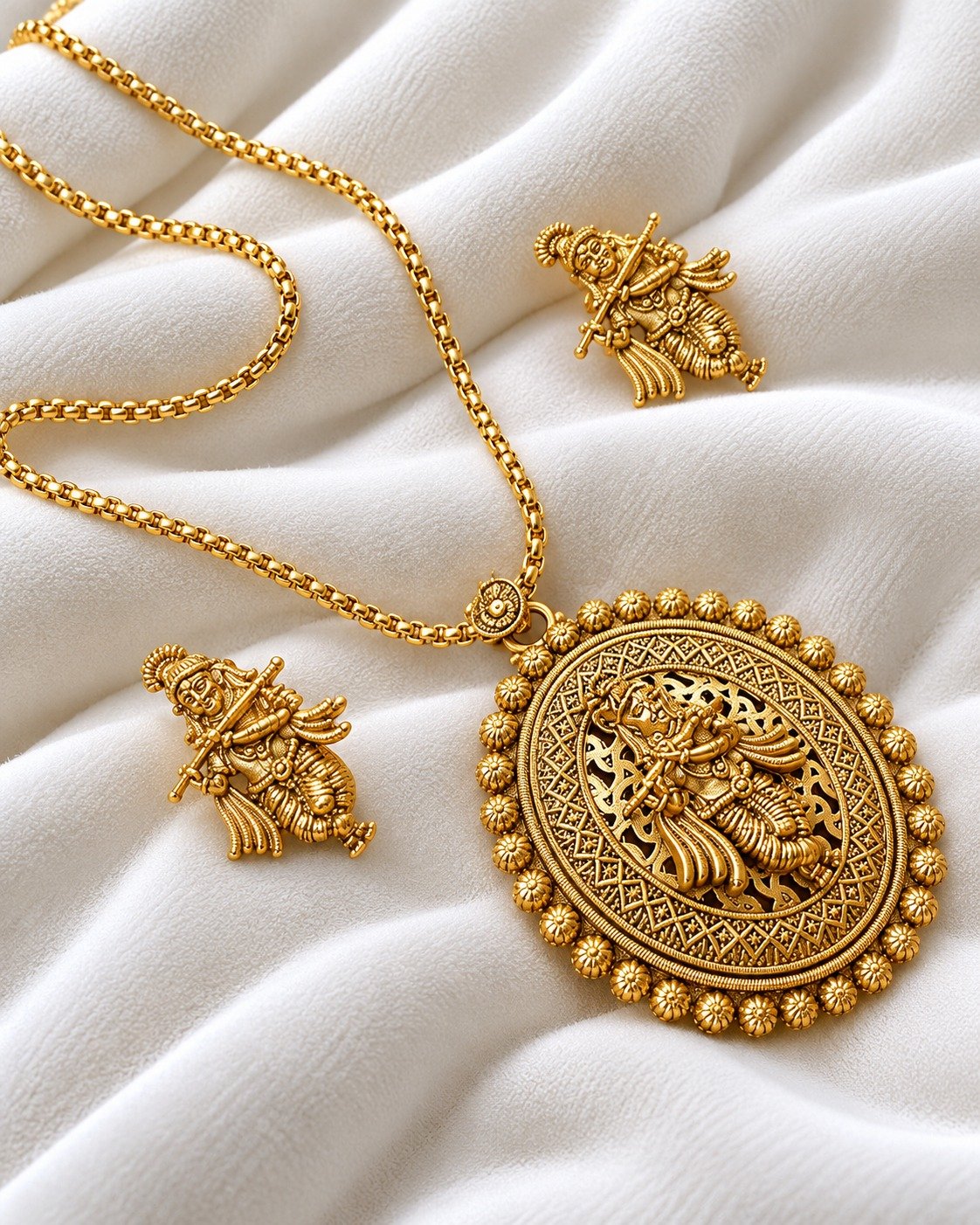 Krishna Temple Necklace Set